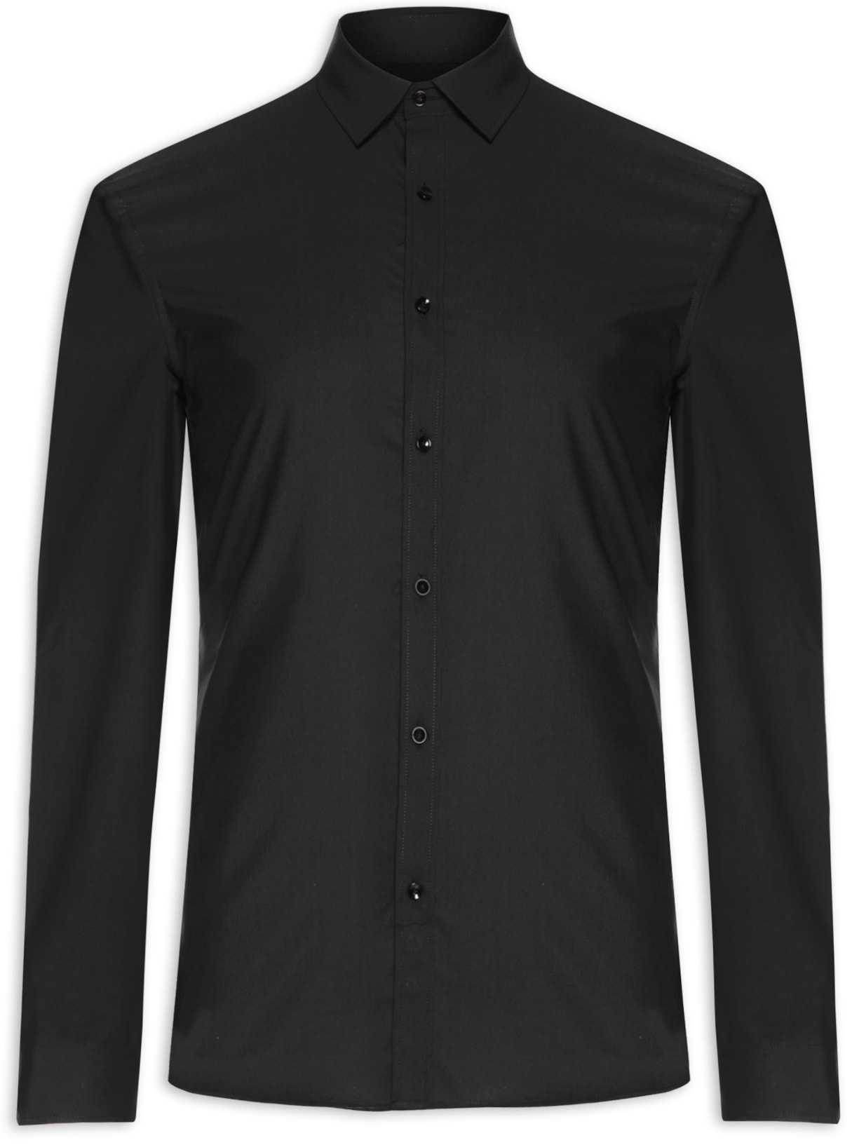 Camisa Masculina Social Manga Longa Slim Fit - Preto