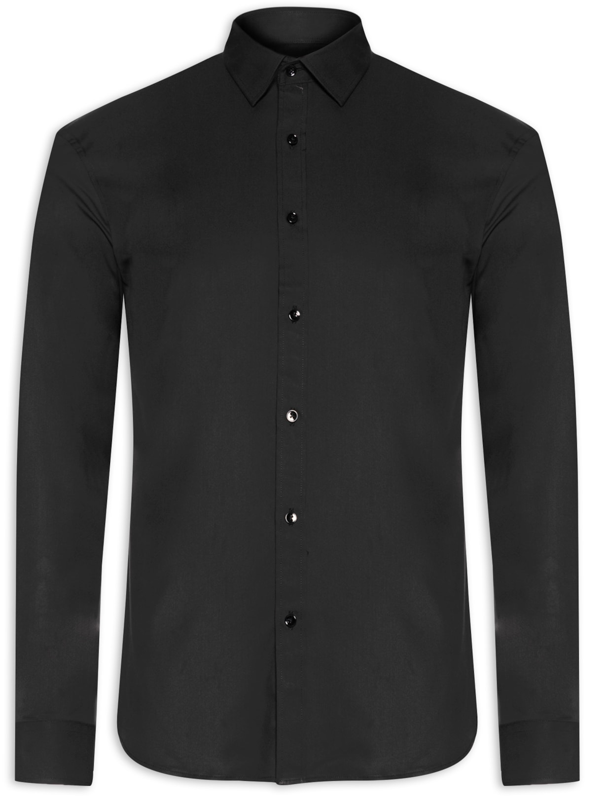 Camisa Masculina Social Manga Longa Slim Fit - Preto