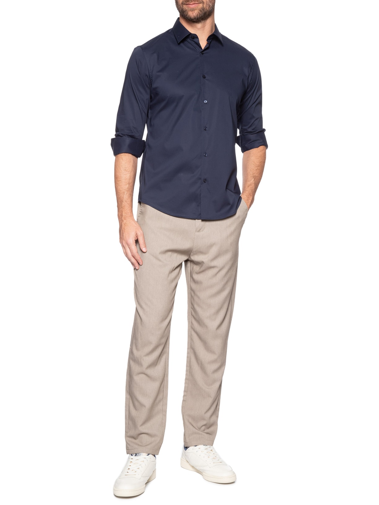 Camisa Masculina Social Manga Longa Tecnologica  Work Azul '2 Essential