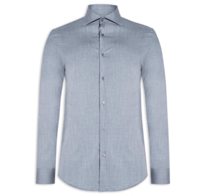 Camisa Masculina Social Manga Longa Tencel - Azul