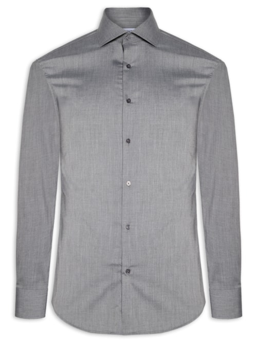 Camisa Masculina Social Manga Longa Tencel - Cinza