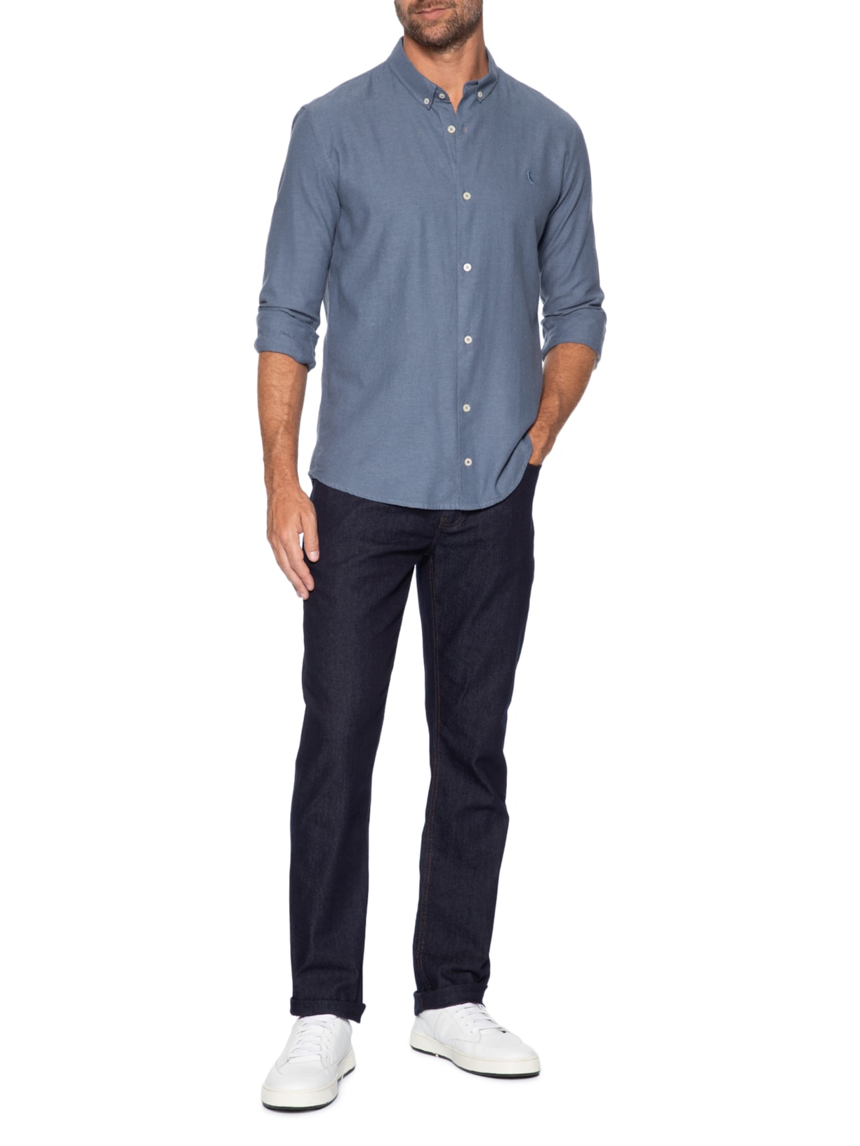 Camisa Masculina Social New Oxford Color Azul Reserva