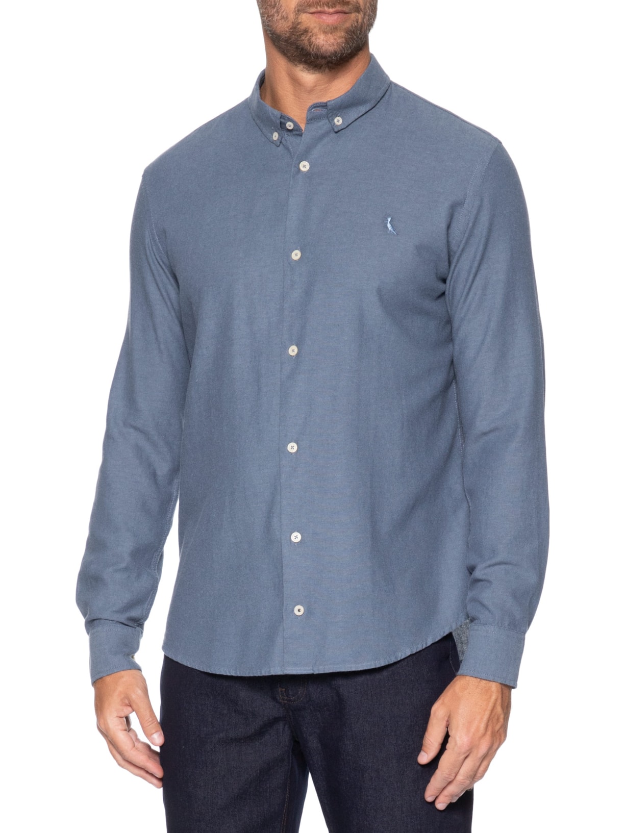 Camisa Masculina Social New Oxford Color Azul Reserva