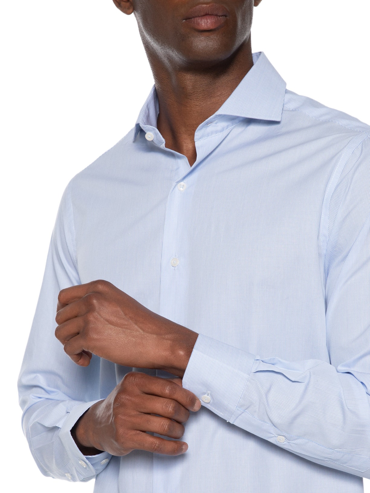 Camisa Masculina Social Pima Cotton Manga Longa Azul Paramount Alfaiataria