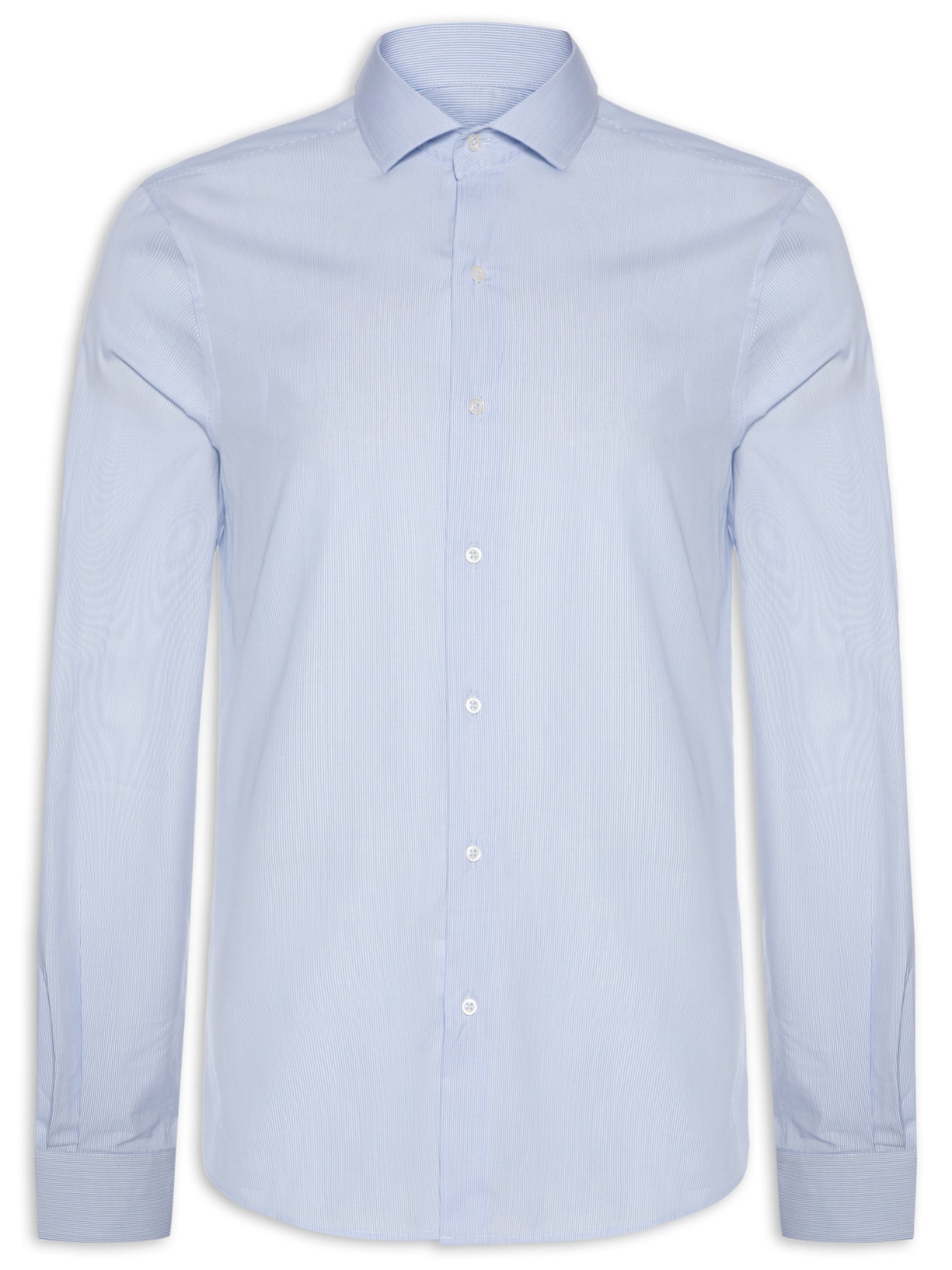 Camisa Masculina Social Pima Cotton Manga Longa Azul Paramount Alfaiataria