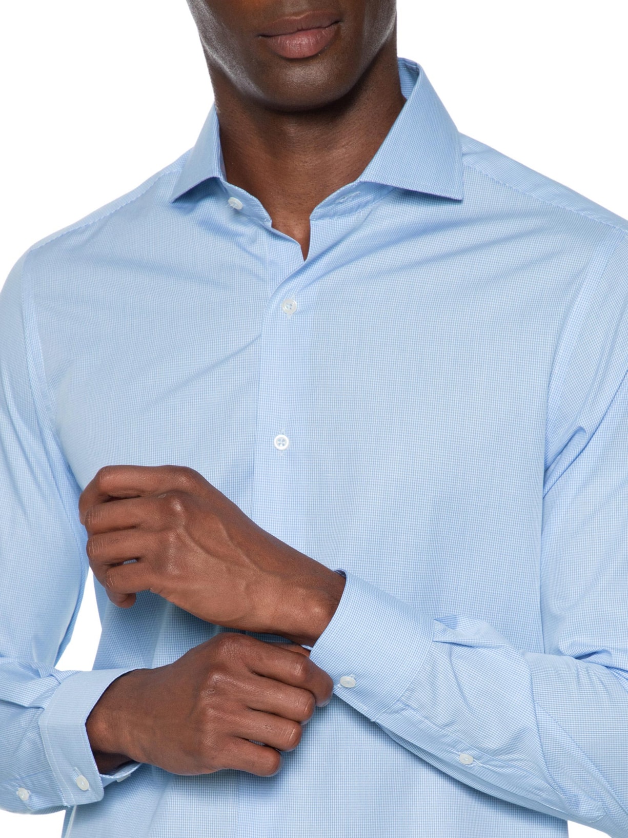 Camisa Masculina Social Pima Cotton Manga Longa Azul Paramount Alfaiataria