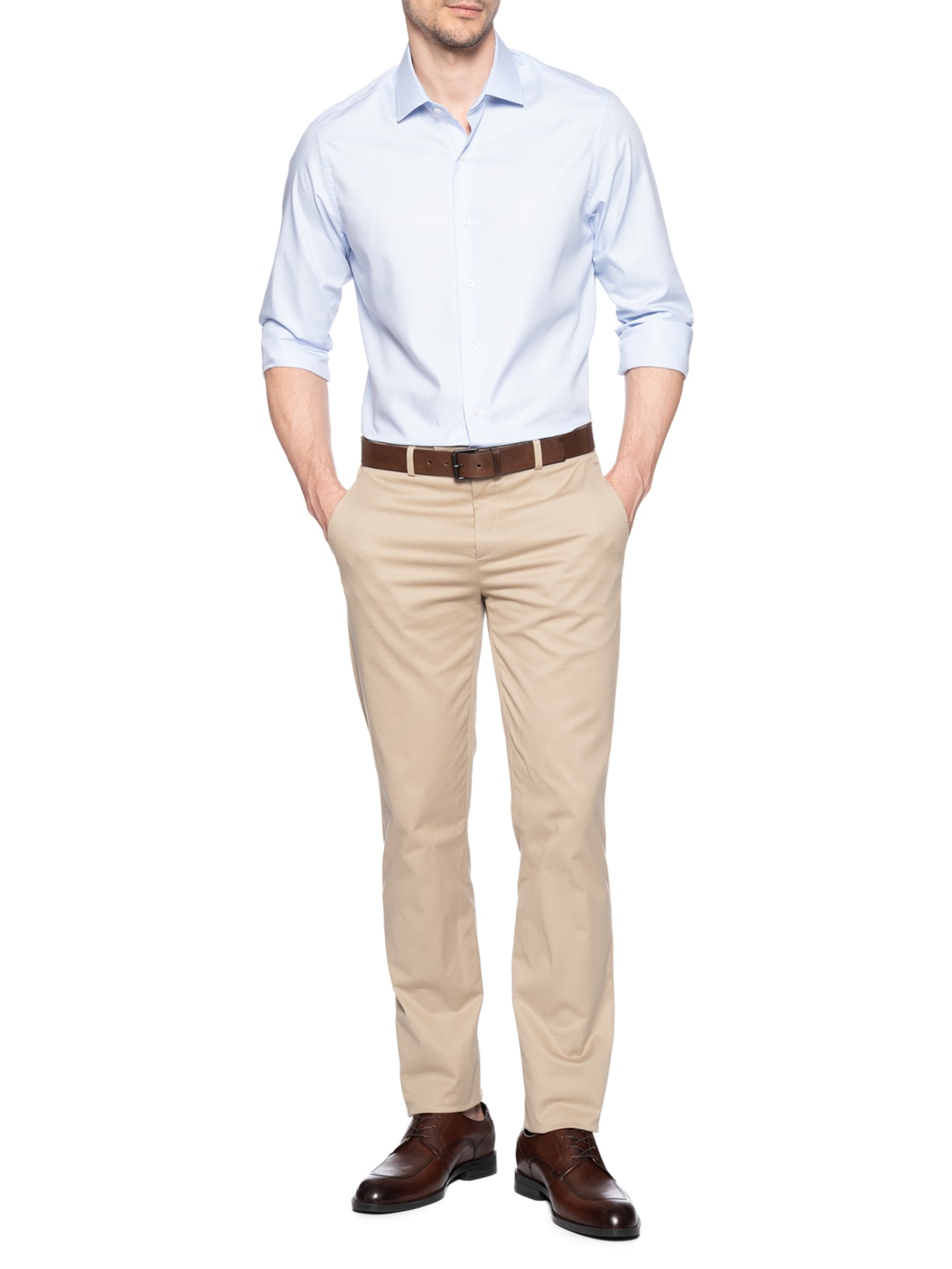 Camisa Masculina Social Pima Cotton Ml Azul Paramount Alfaiataria