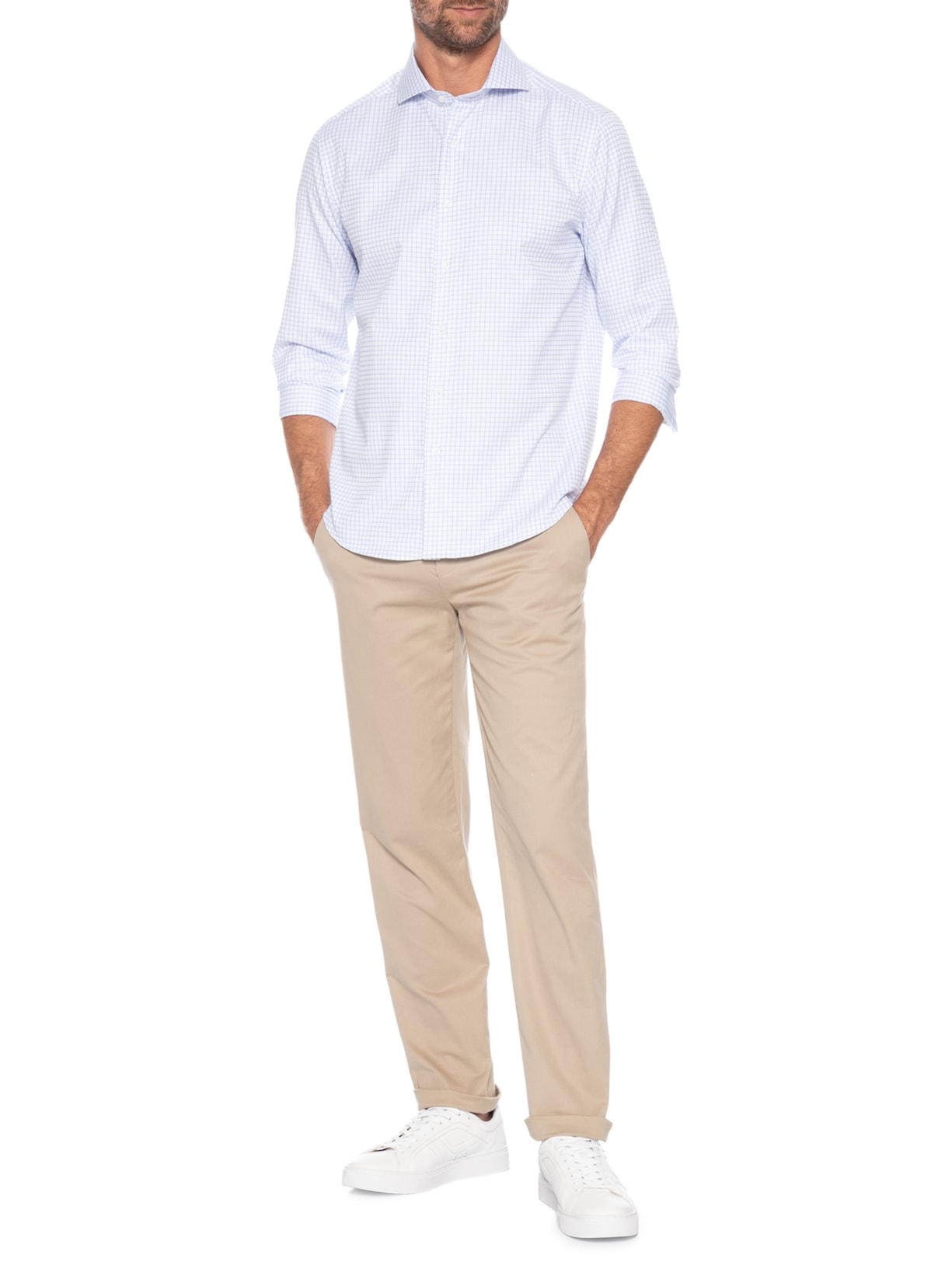 Camisa Masculina Social Pitti Grazie Fio Tinto Sarjado Azul Paramount Alfaiataria