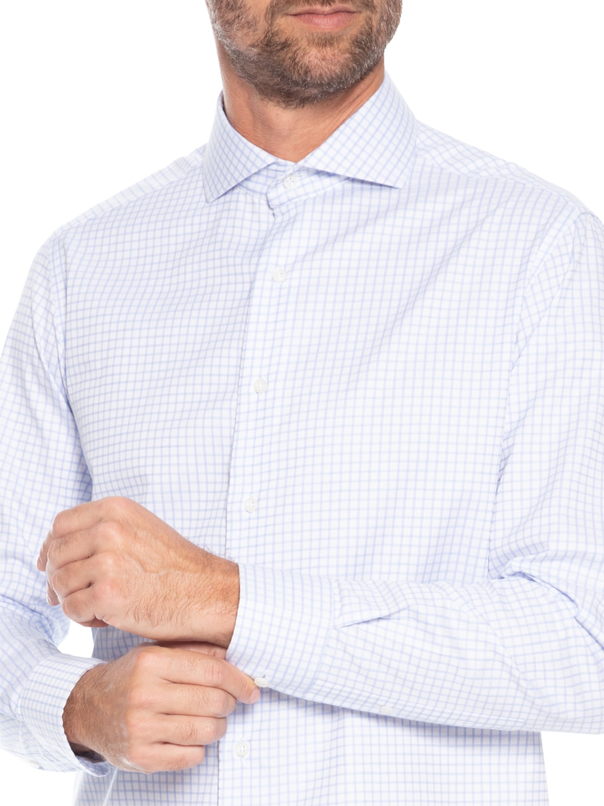 Camisa Masculina Social Pitti Grazie Fio Tinto Sarjado Azul Paramount Alfaiataria