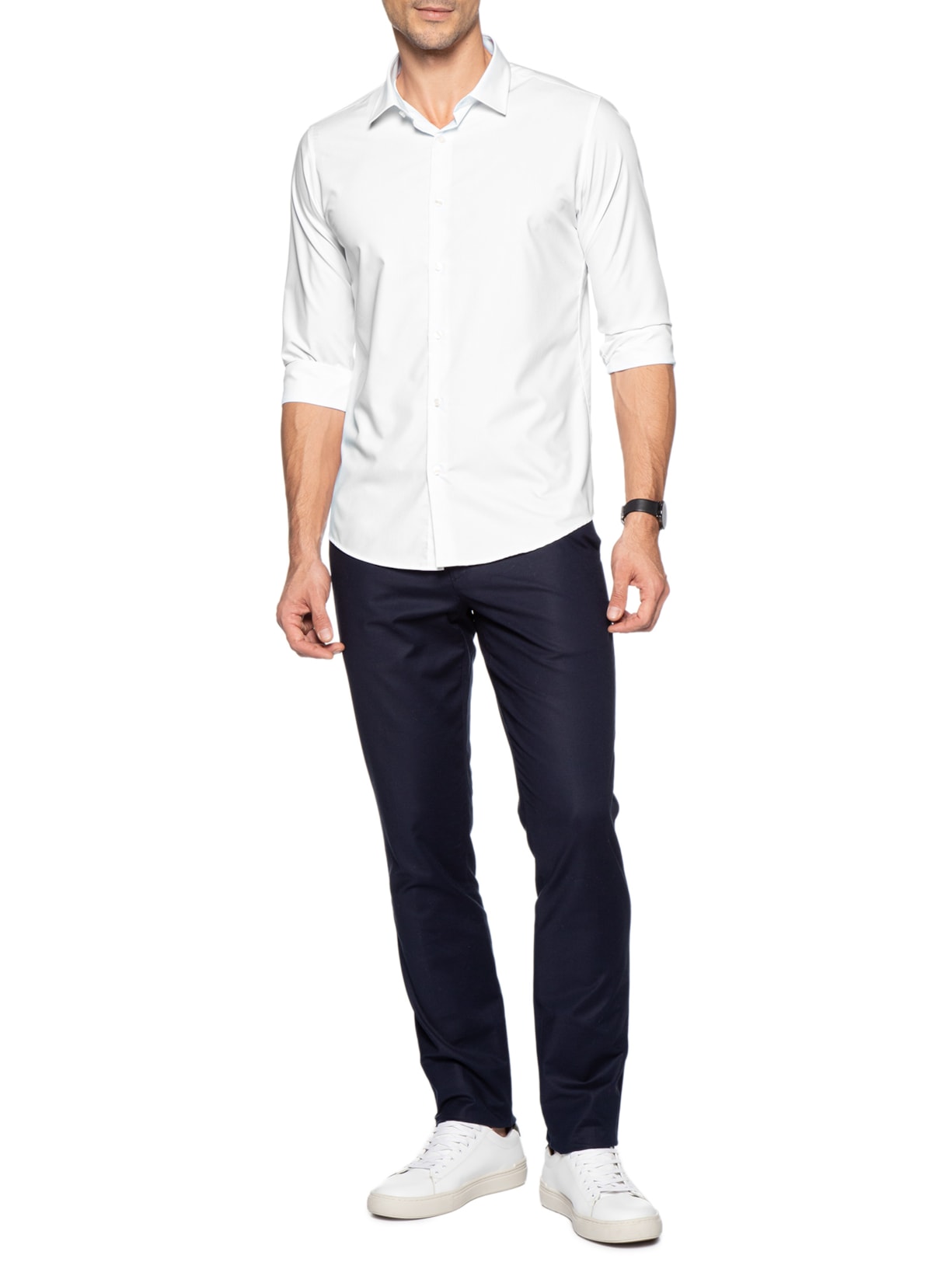 Camisa Masculina Social Regular Fit Algodão E Modal Branco '2 Essential