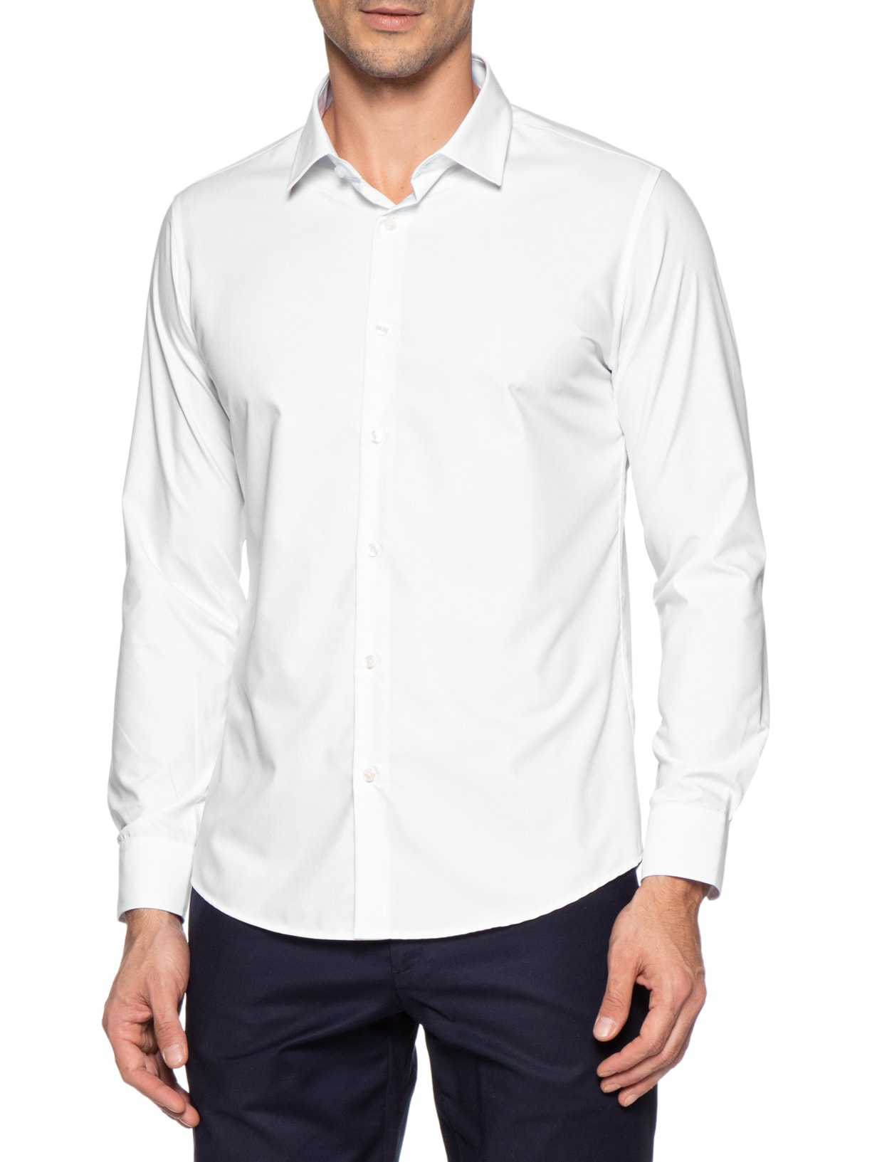 Camisa Masculina Social Regular Fit Algodão E Modal Branco '2 Essential