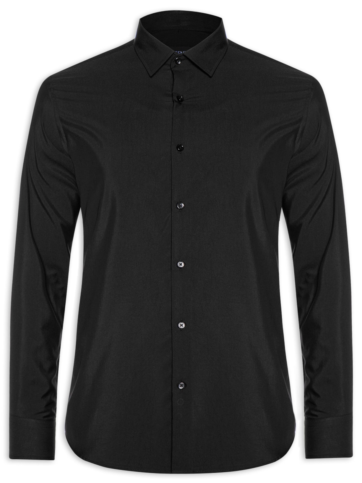 Camisa Masculina Social Regular Fit Algodão E Modal - Preto