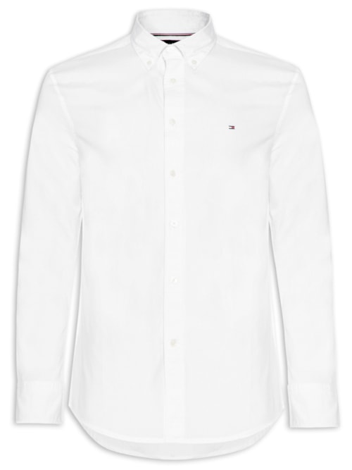 Camisa Masculina Social Regular Fit Core Flex Em Algodão Orgânico - Branco