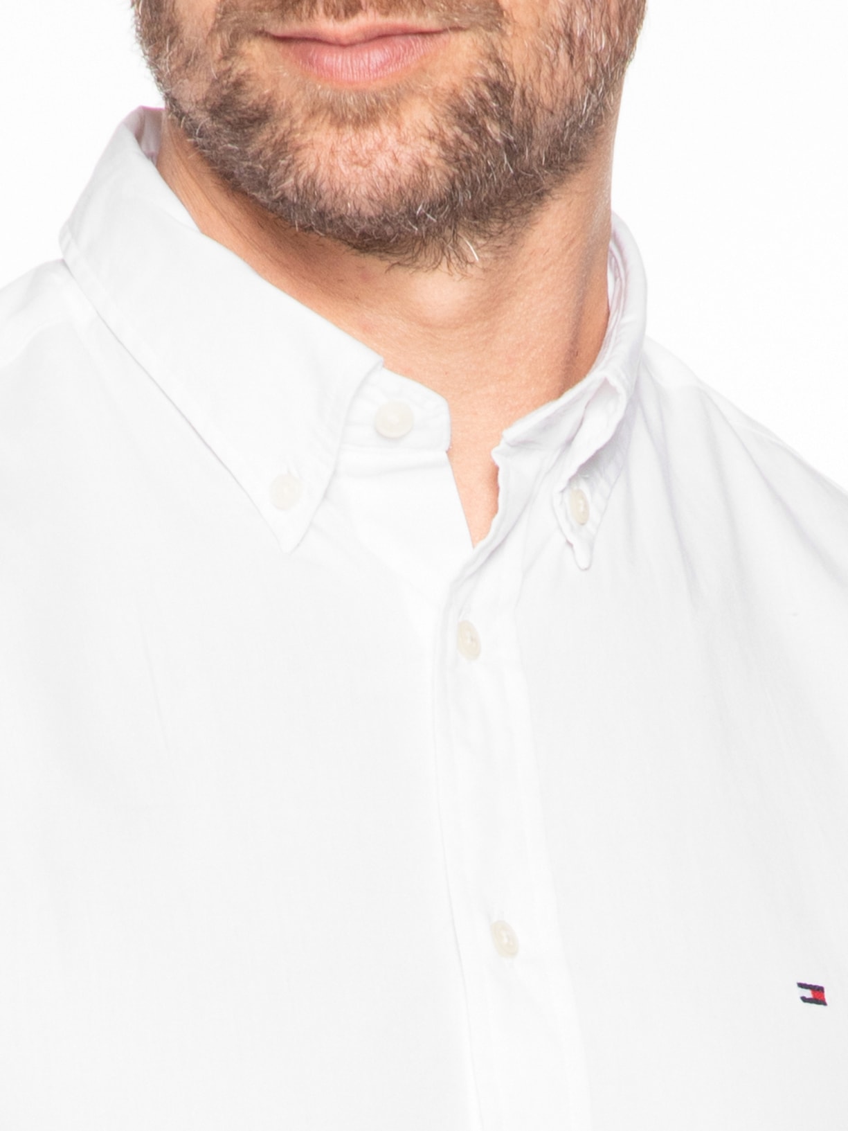 Camisa Masculina Social Regular Fit Core Flex Em Algodão Orgânico Branco Tommy Hilfiger