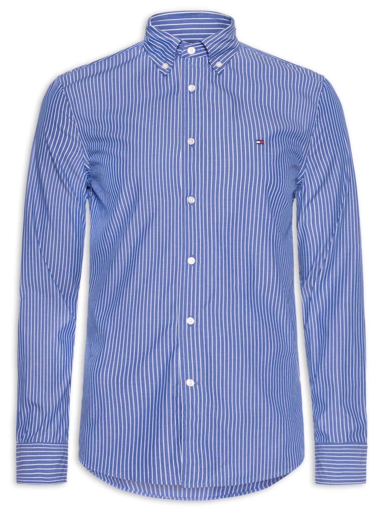 Camisa Masculina Social Regular Fit Em Popline Estampada - Azul