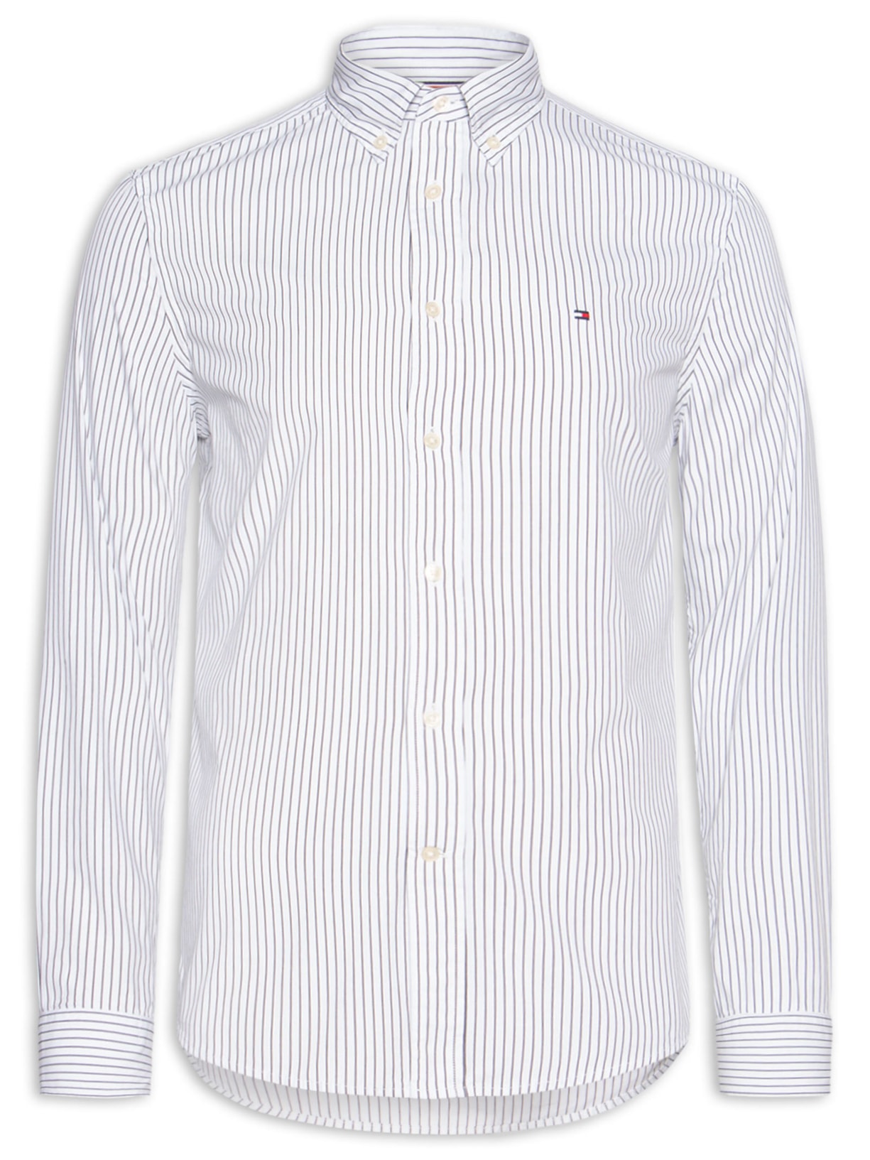 Camisa Masculina Social Regular Fit Em Popline Estampada Azul Tommy Hilfiger