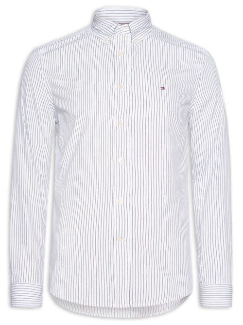 Camisa Masculina Social Regular Fit Em Popline Estampada - Azul