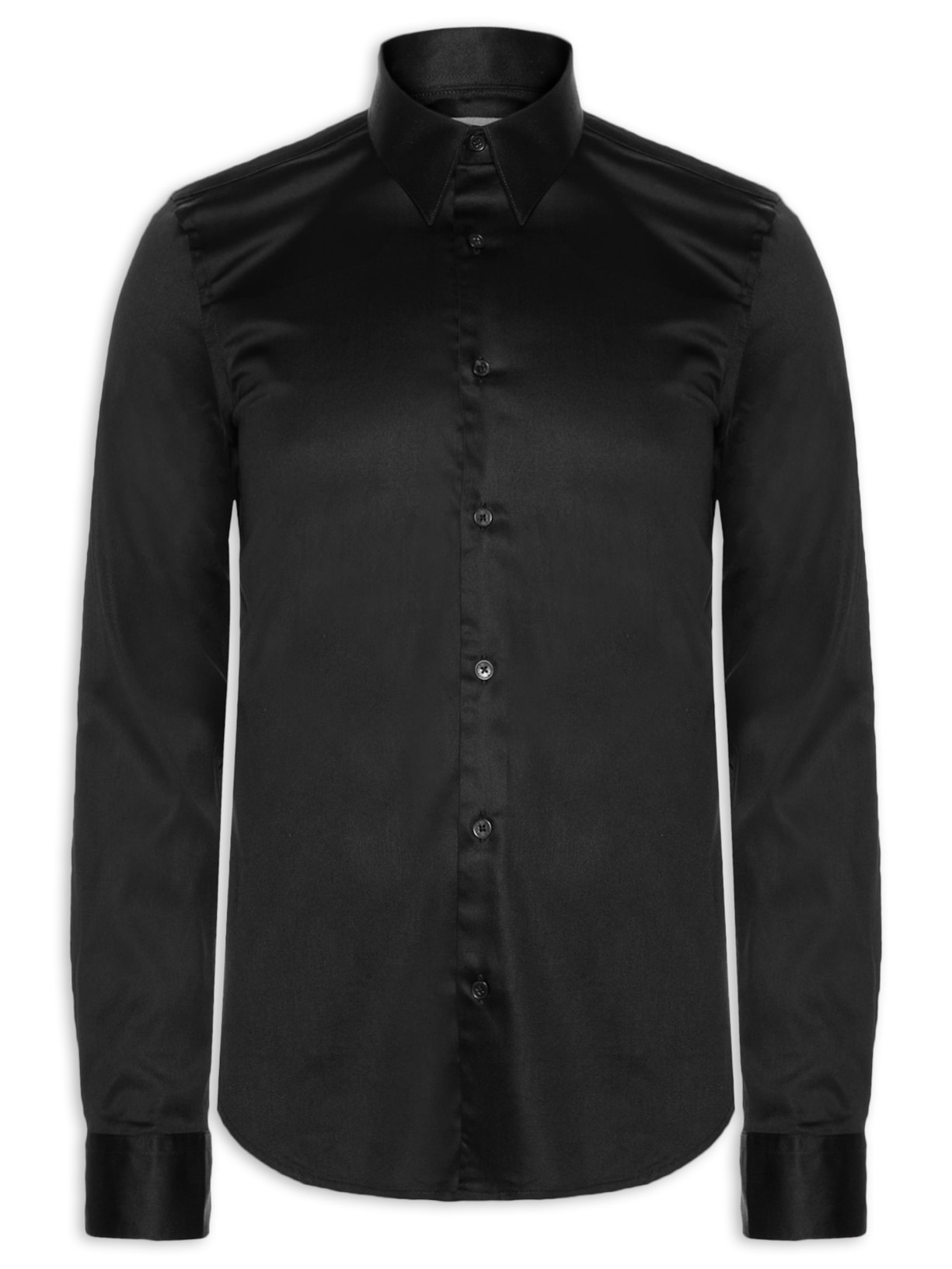 Camisa Masculina Social Silver Slim Fit - Preto