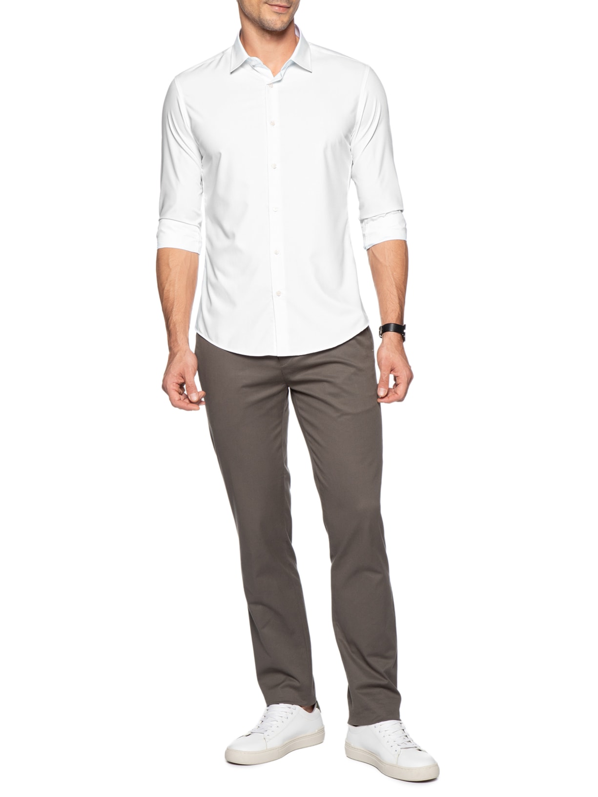 Camisa Masculina Social Slim Fit Algodão E Modal Branco '2 Essential