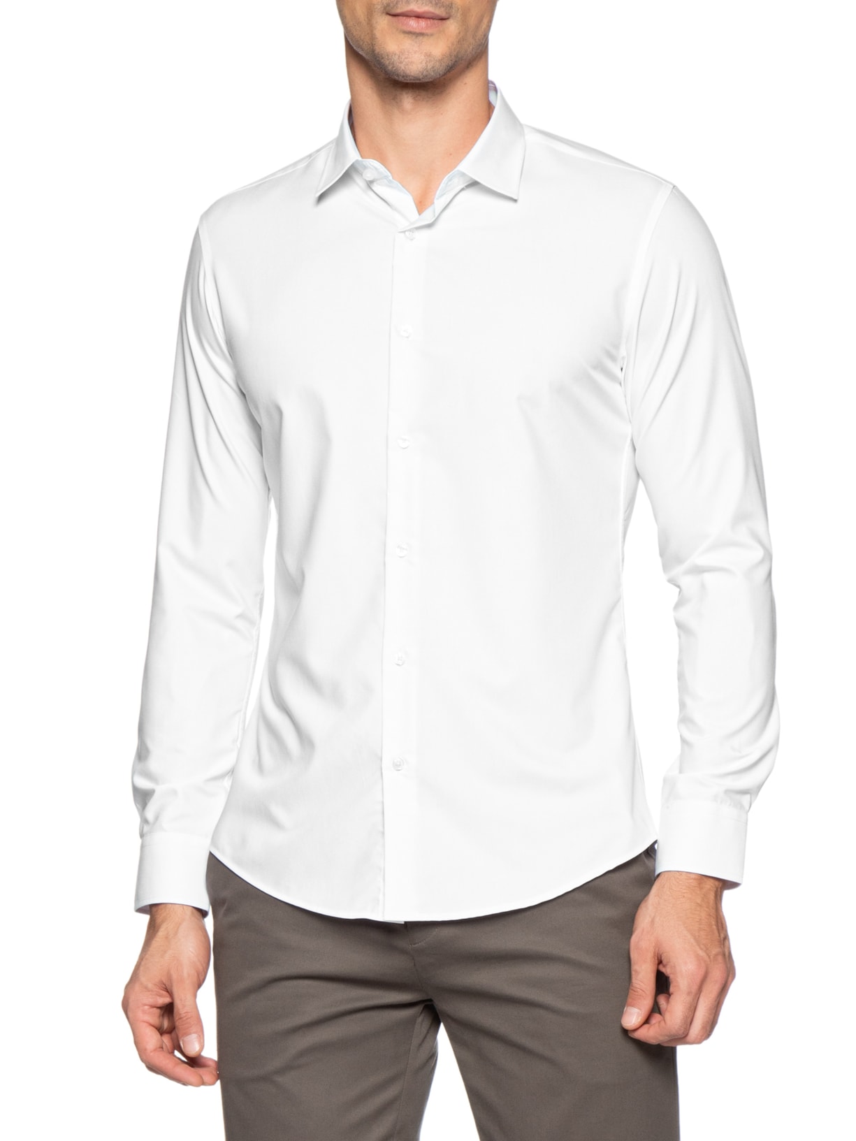 Camisa Masculina Social Slim Fit Algodão E Modal Branco '2 Essential