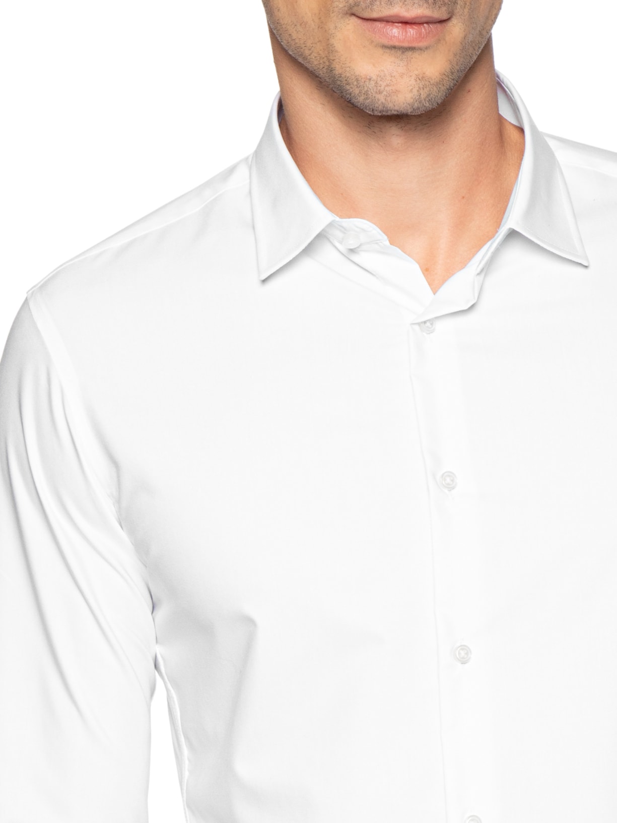 Camisa Masculina Social Slim Fit Algodão E Modal Branco '2 Essential