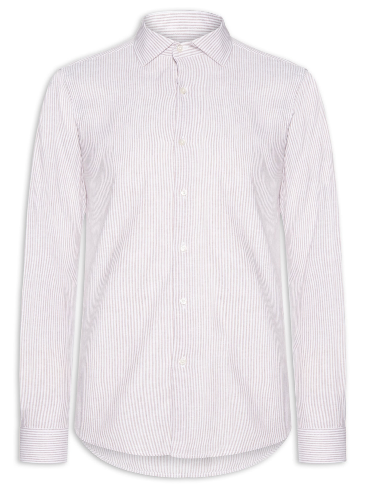 Camisa Masculina Social Slim Fit Blend Linho - Bege