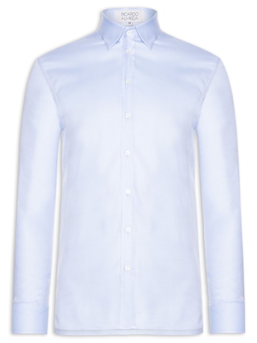 Camisa Masculina Social Slim Fit Em Oxford - Azul
