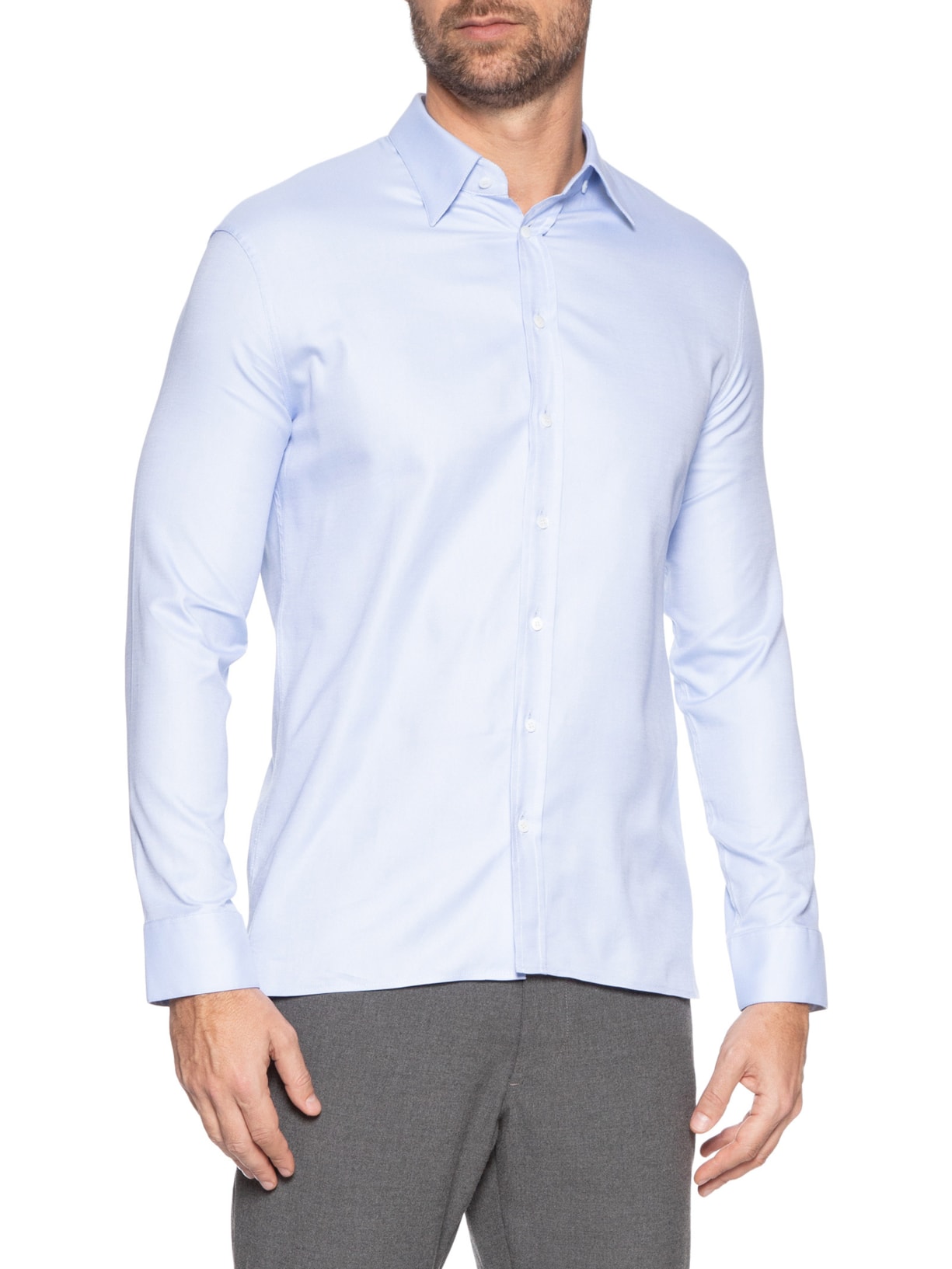 Camisa Masculina Social Slim Fit Em Oxford Azul  Ricardo Almeida
