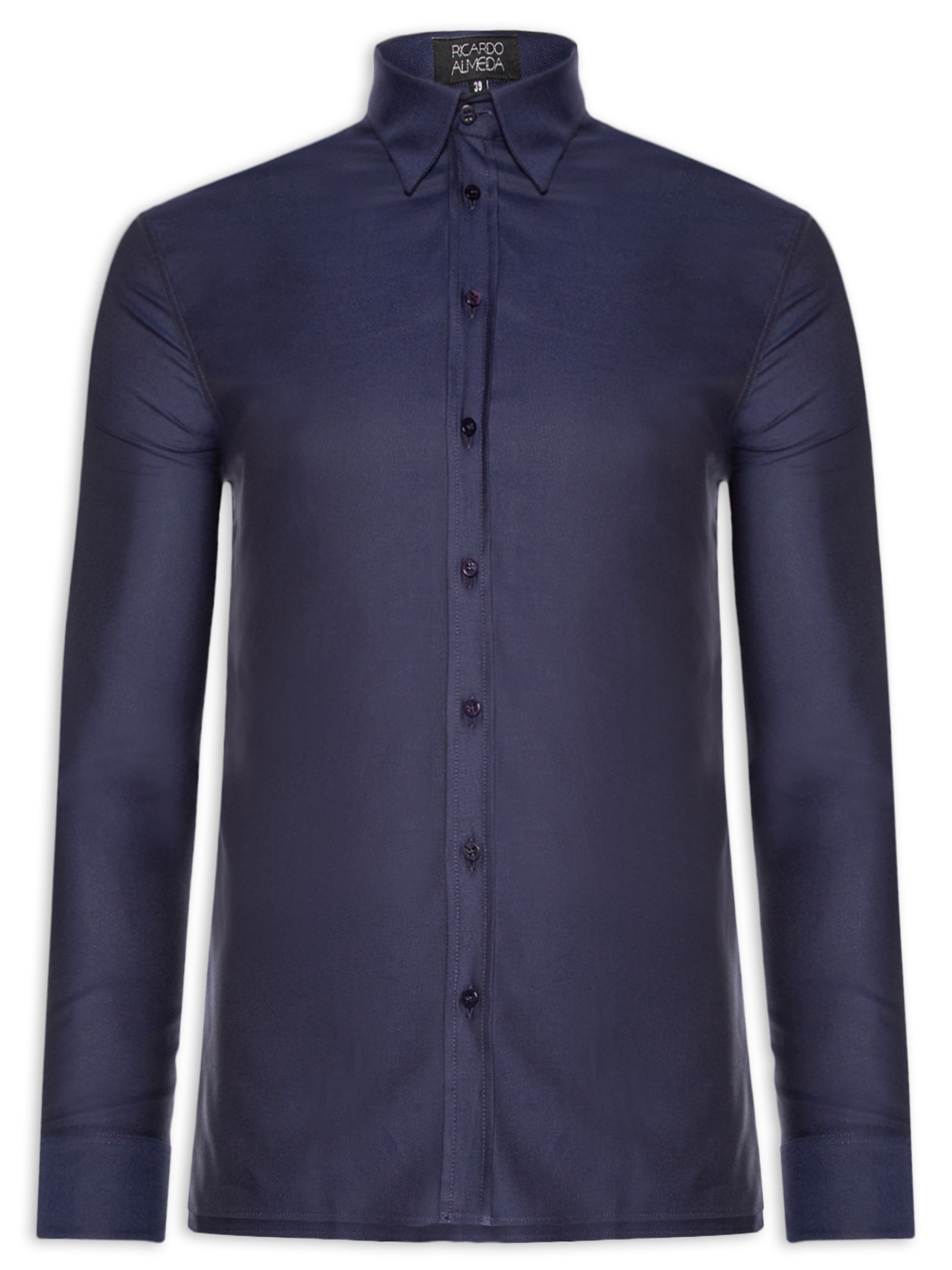 Ricardo Almeida - Camisa Masculina Social Slim Fit Em Oxford - Azul