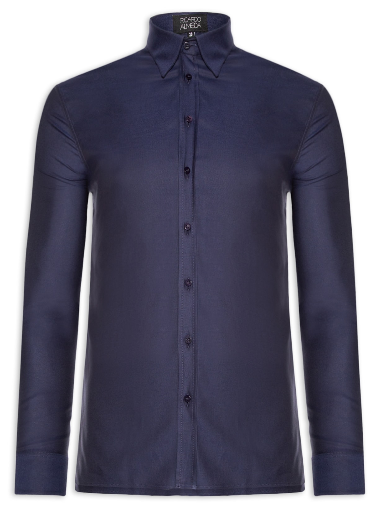 Camisa Masculina Social Slim Fit Em Oxford - Azul