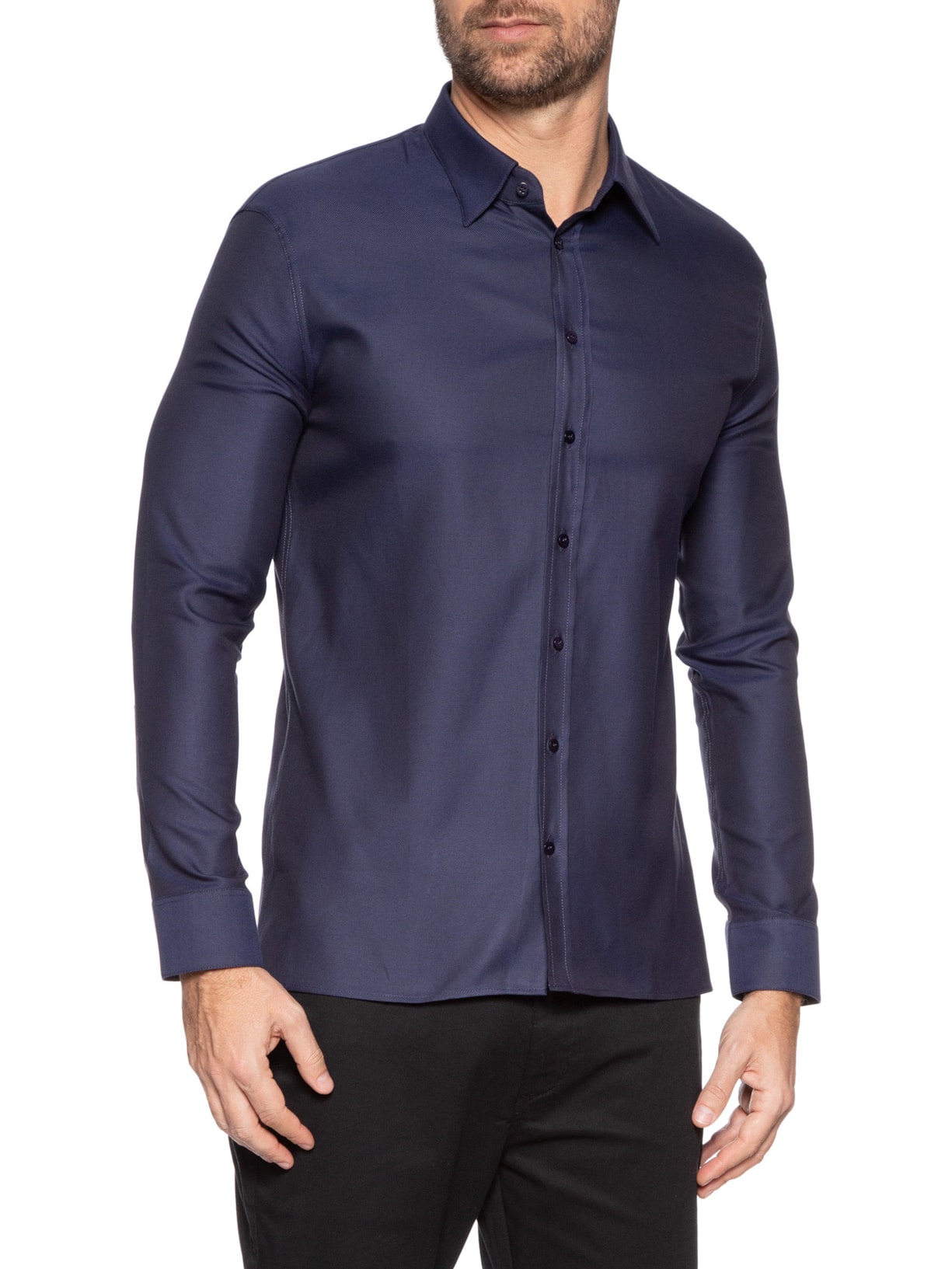 Camisa Masculina Social Slim Fit Em Oxford Azul  Ricardo Almeida