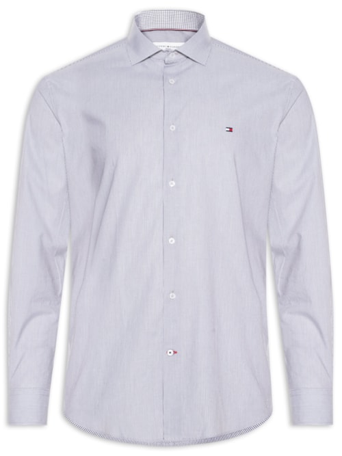 Camisa Masculina Social Slim Fit Listras - Azul