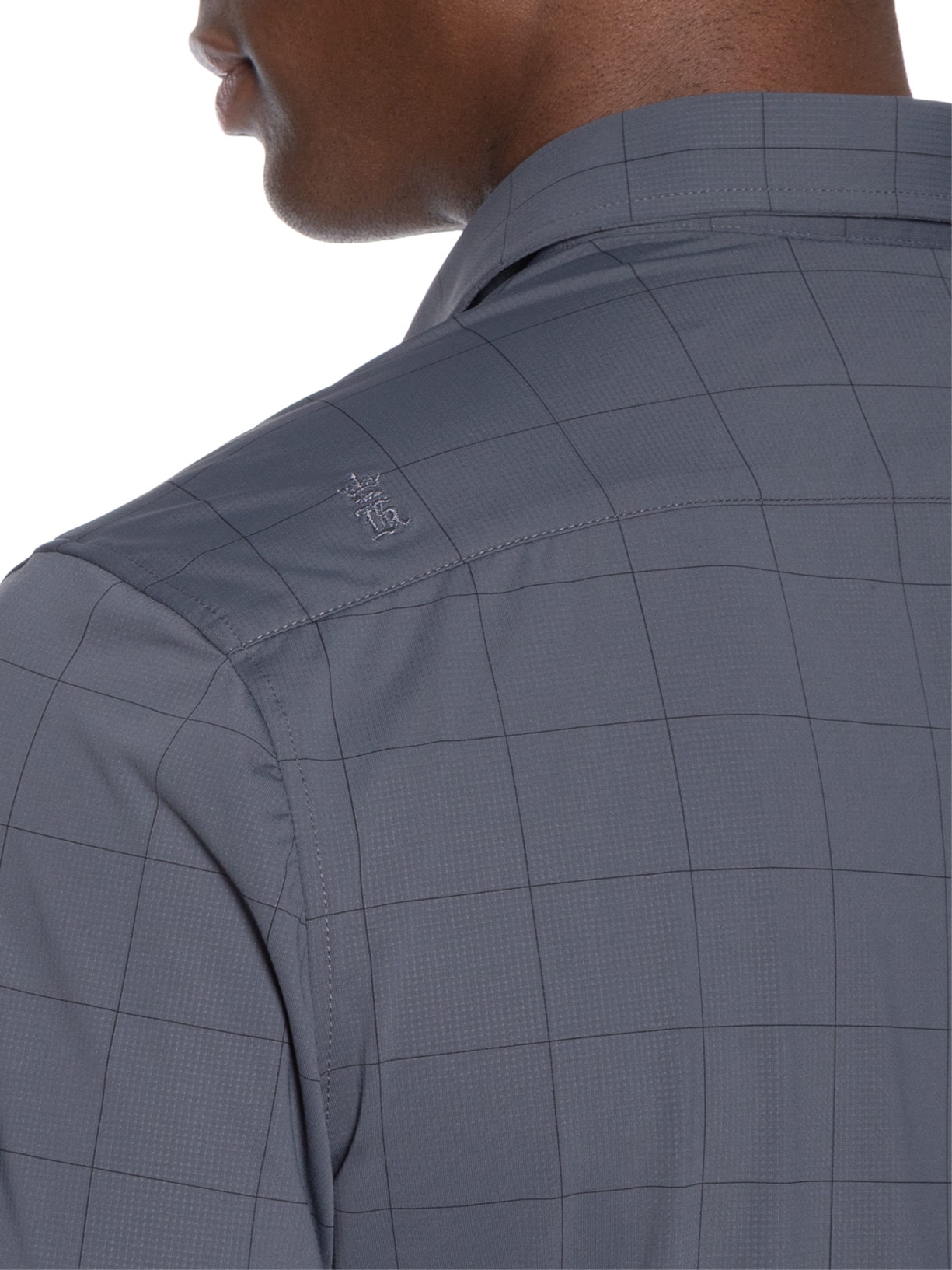 Camisa Masculina Social Slim Fit Power Quadros Cinza Sergio K