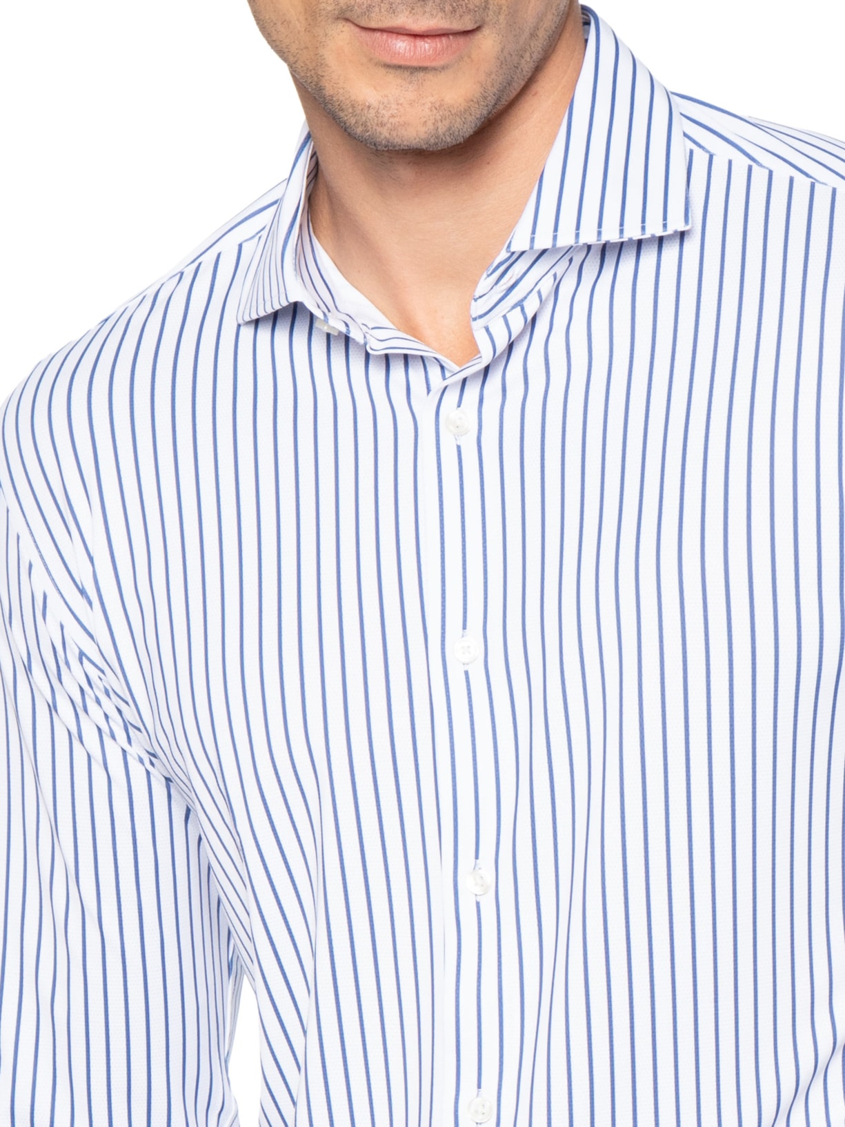 Camisa Masculina Social Slim Fit Tech Dots Respirável Azul '2 Essential