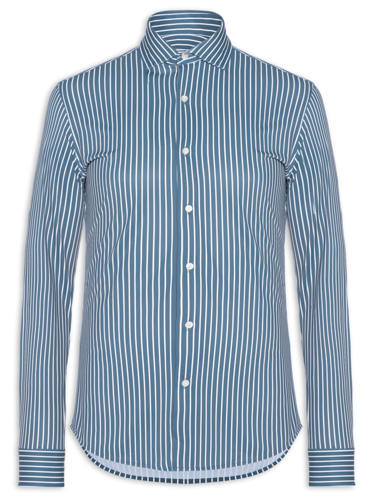 Camisa Masculina Social Slim Fit Tech Dots Respirável - Azul
