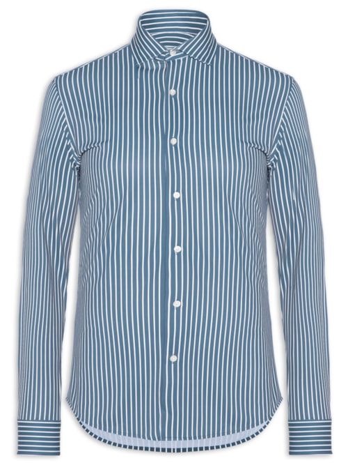 Camisa Masculina Social Slim Fit Tech Dots Respirável - Azul
