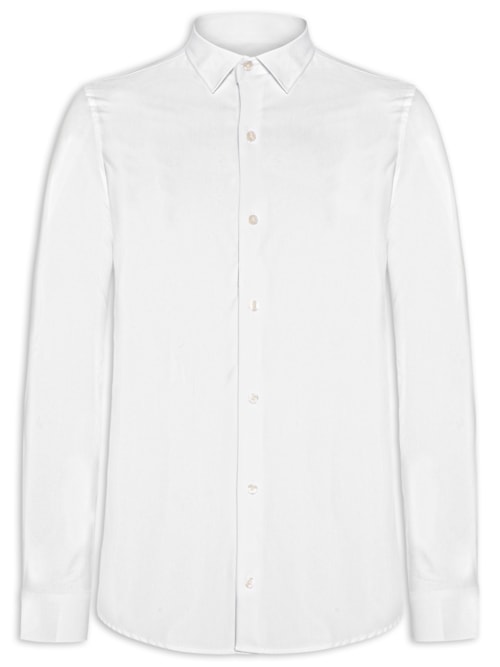 Camisa Masculina Social Slim Fit Tech Dots Respirável - Branco