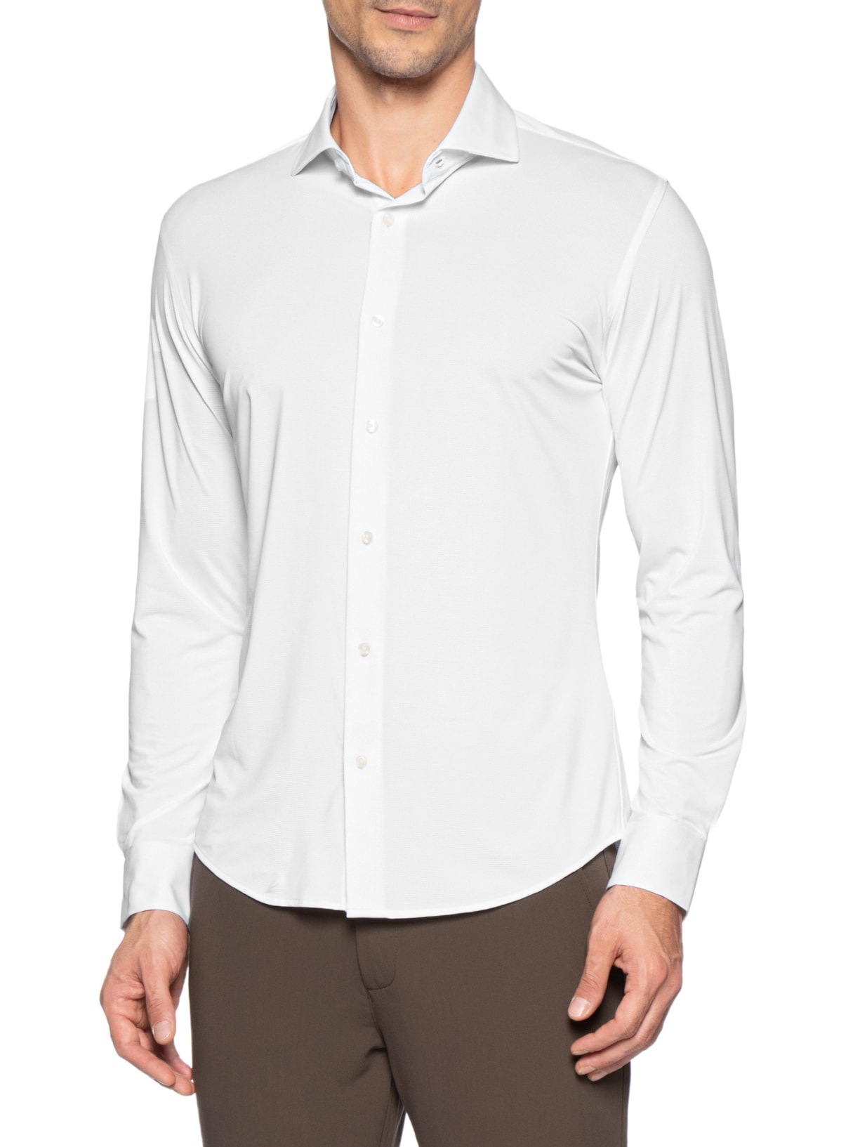 Camisa Masculina Social Slim Fit Tech Dots Respirável Branco '2 Essential