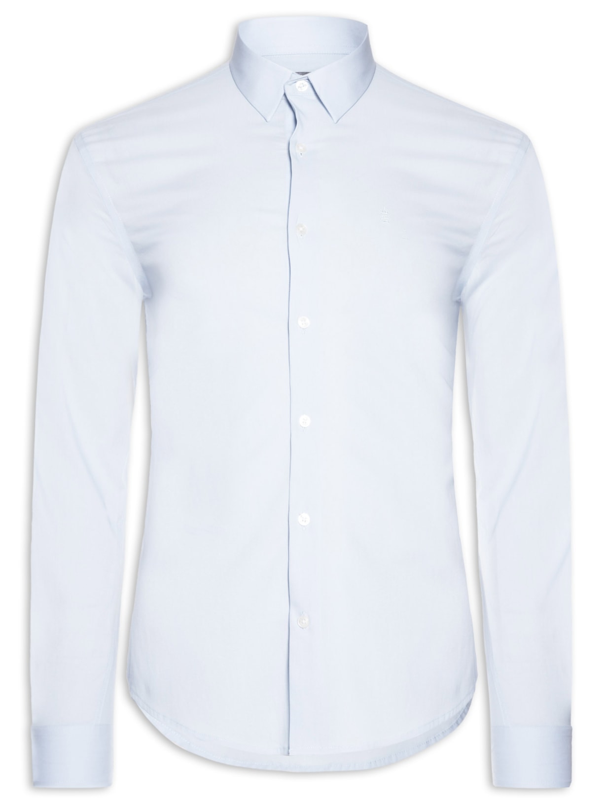 Camisa Masculina Social Slim Fit Tricoline Com Elastano - Azul