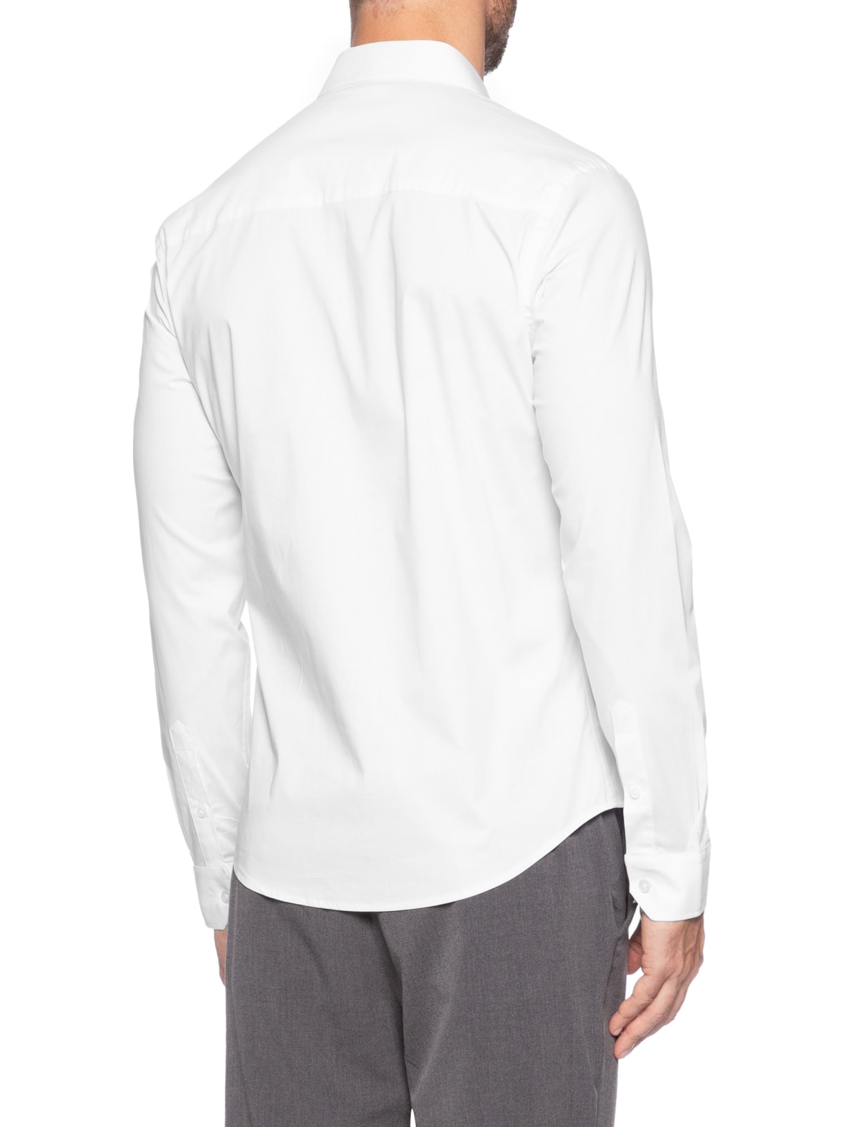 Camisa Masculina Social Slim Fit Tricoline Com ELastano Branco Sergio K