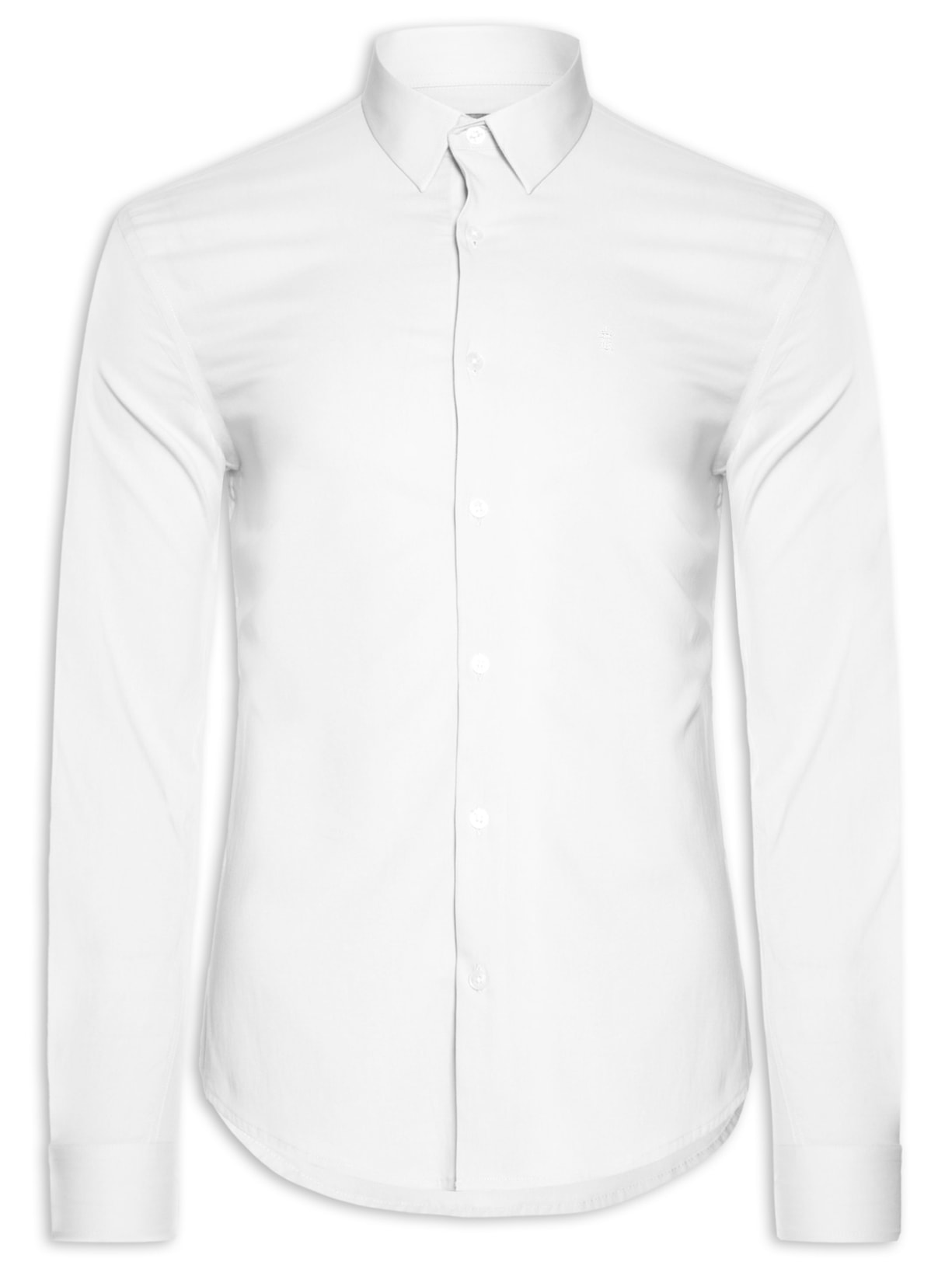 Camisa Masculina Social Slim Fit Tricoline Com ELastano Branco Sergio K