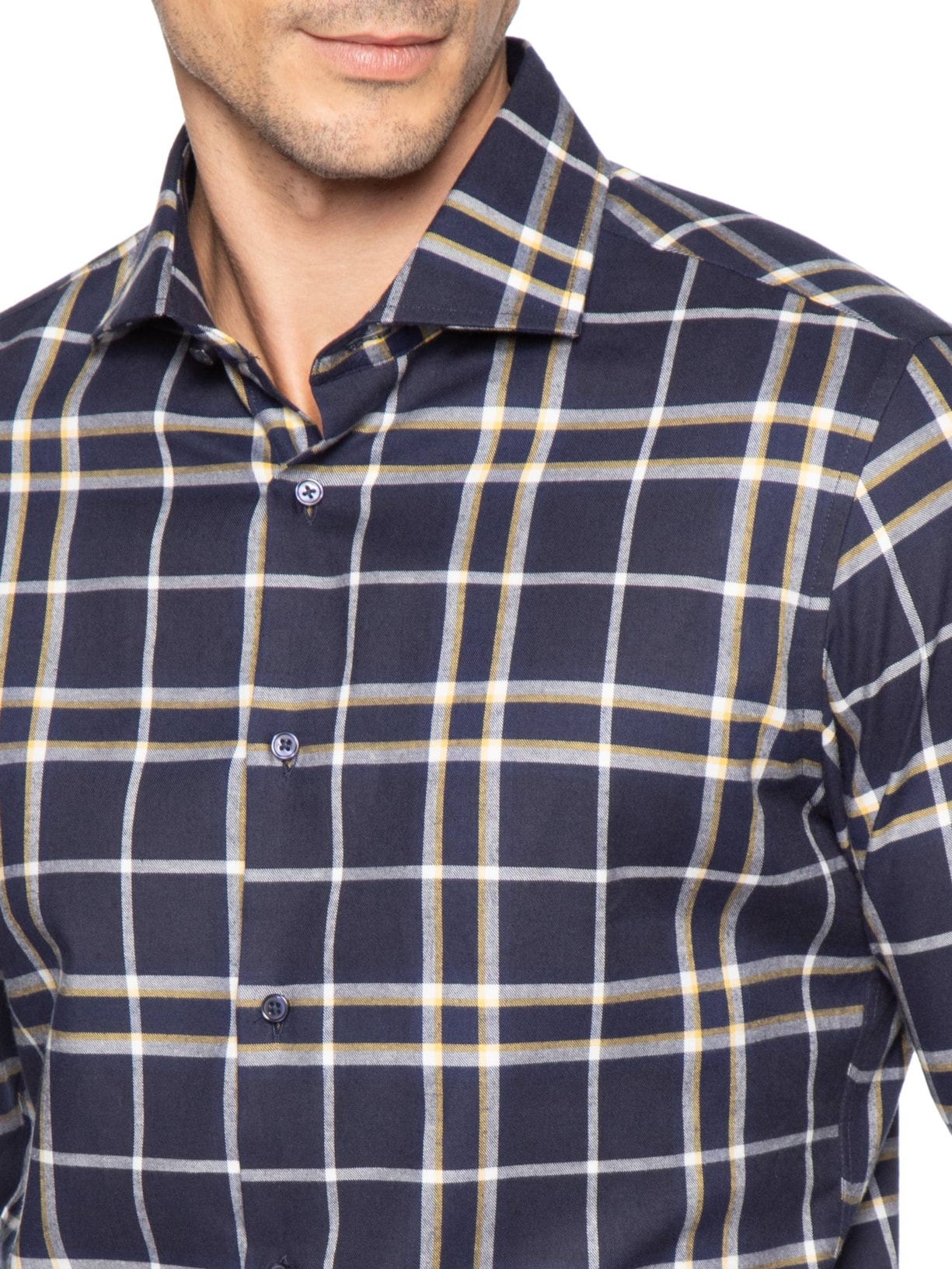 Camisa Masculina Social Slim Fit Xadrez Azul '2 Essential