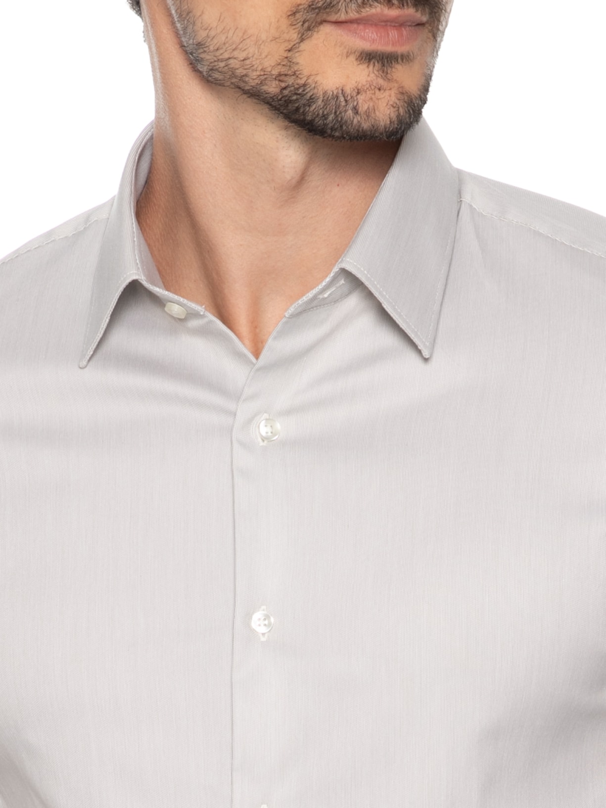 Camisa Masculina Social Soho Algodão Tech Fio Fustão Branco Paramount Alfaiataria