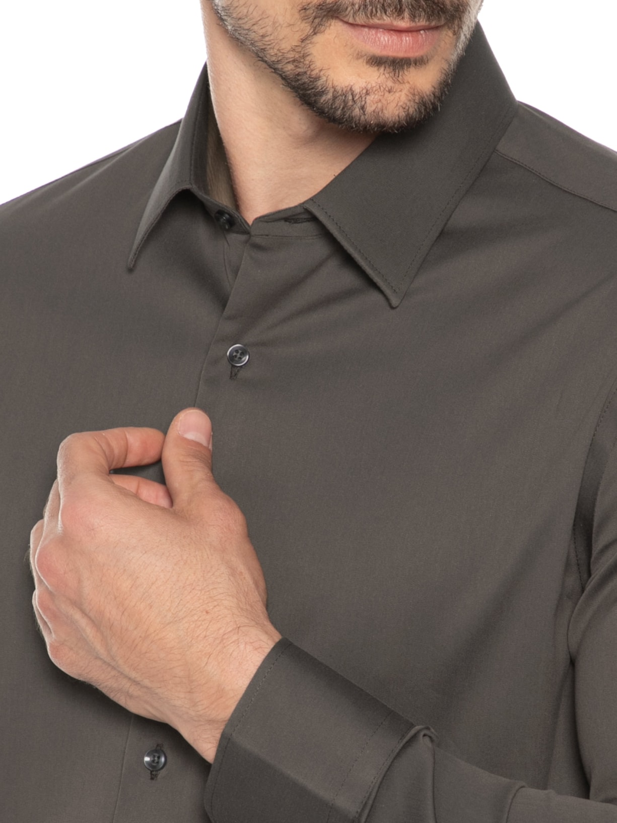 Camisa Masculina Social Soho Algodão Tech Lisa Marrom Paramount Alfaiataria