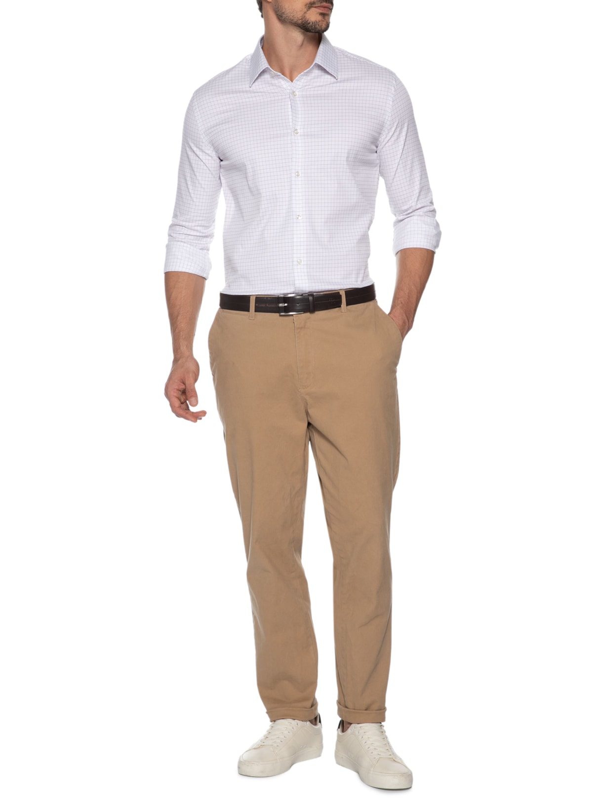 Camisa Masculina Social Soho Algodão Tech Wine Branco Paramount Alfaiataria