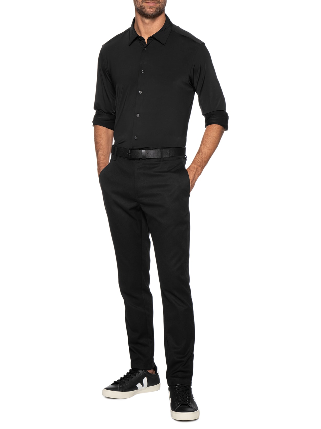 Camisa Masculina Social Tech Preto '2 Essential