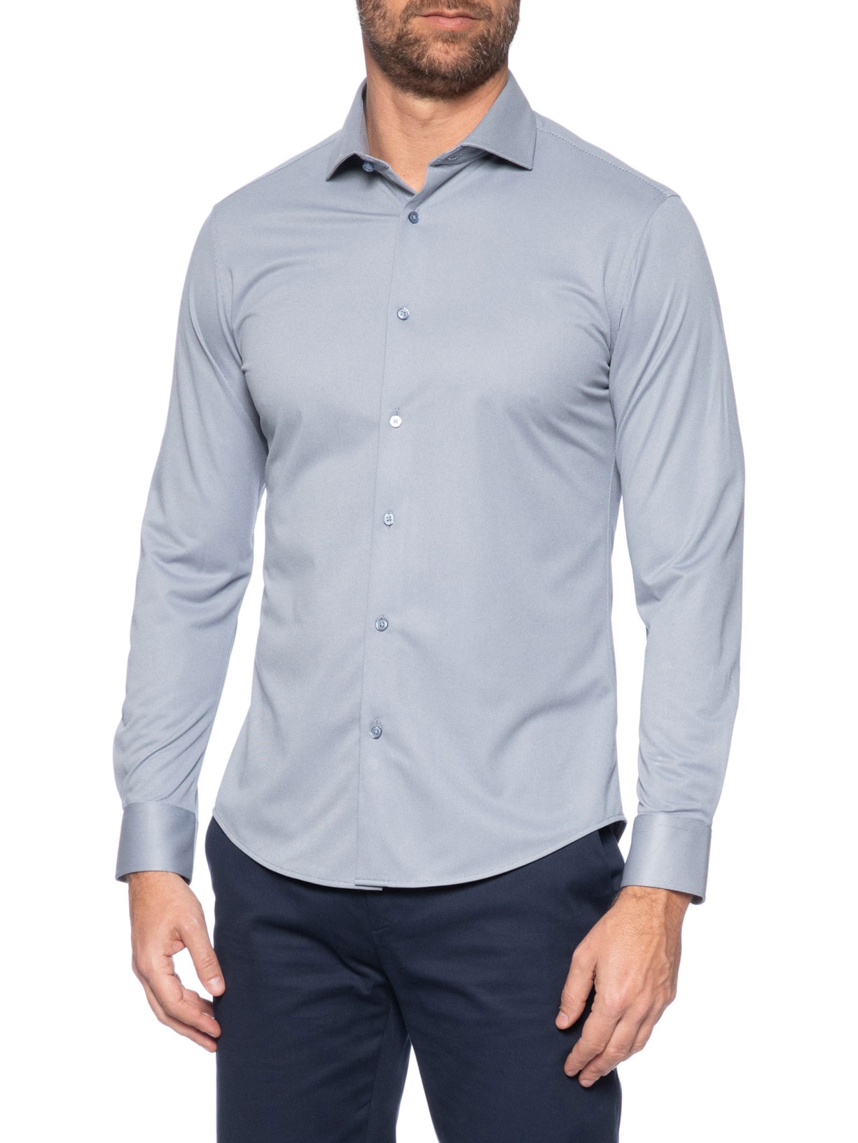 Camisa Masculina Social Tecnologica Manga Longa Azul '2 Essential
