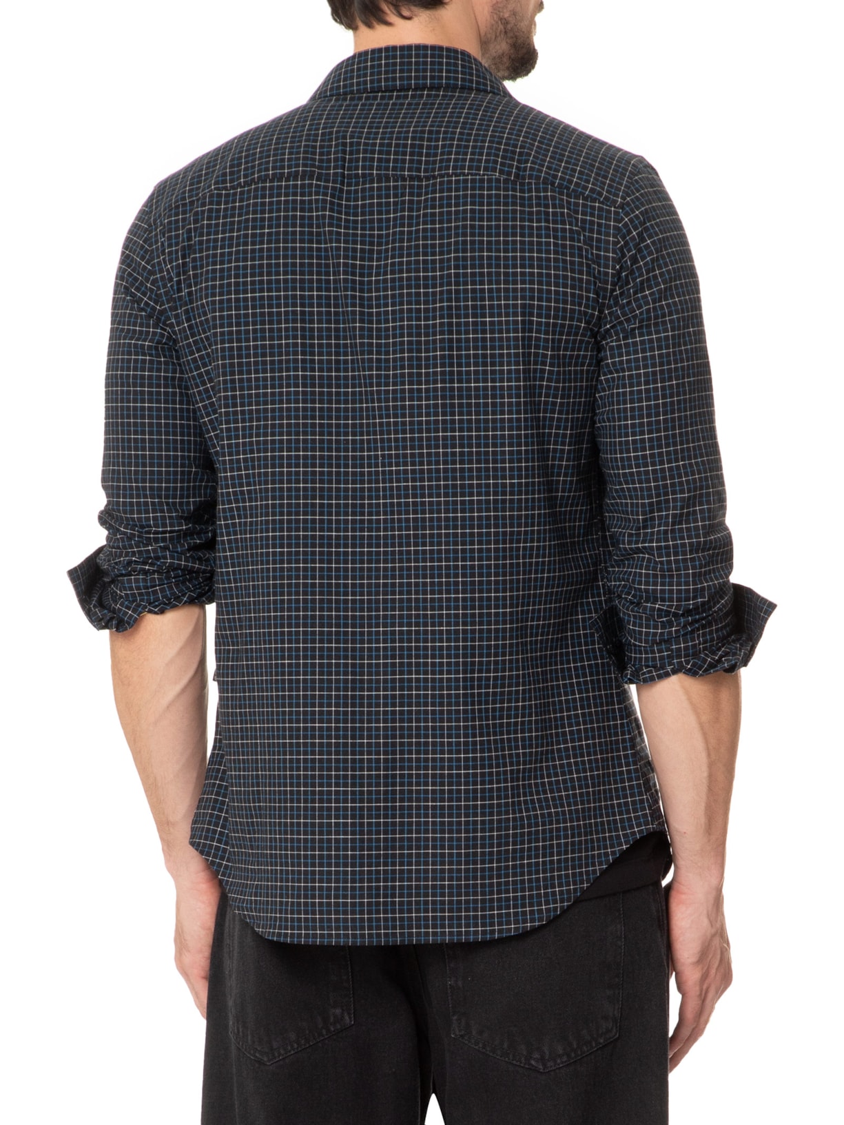 Camisa Masculina Squared Black Preto John John