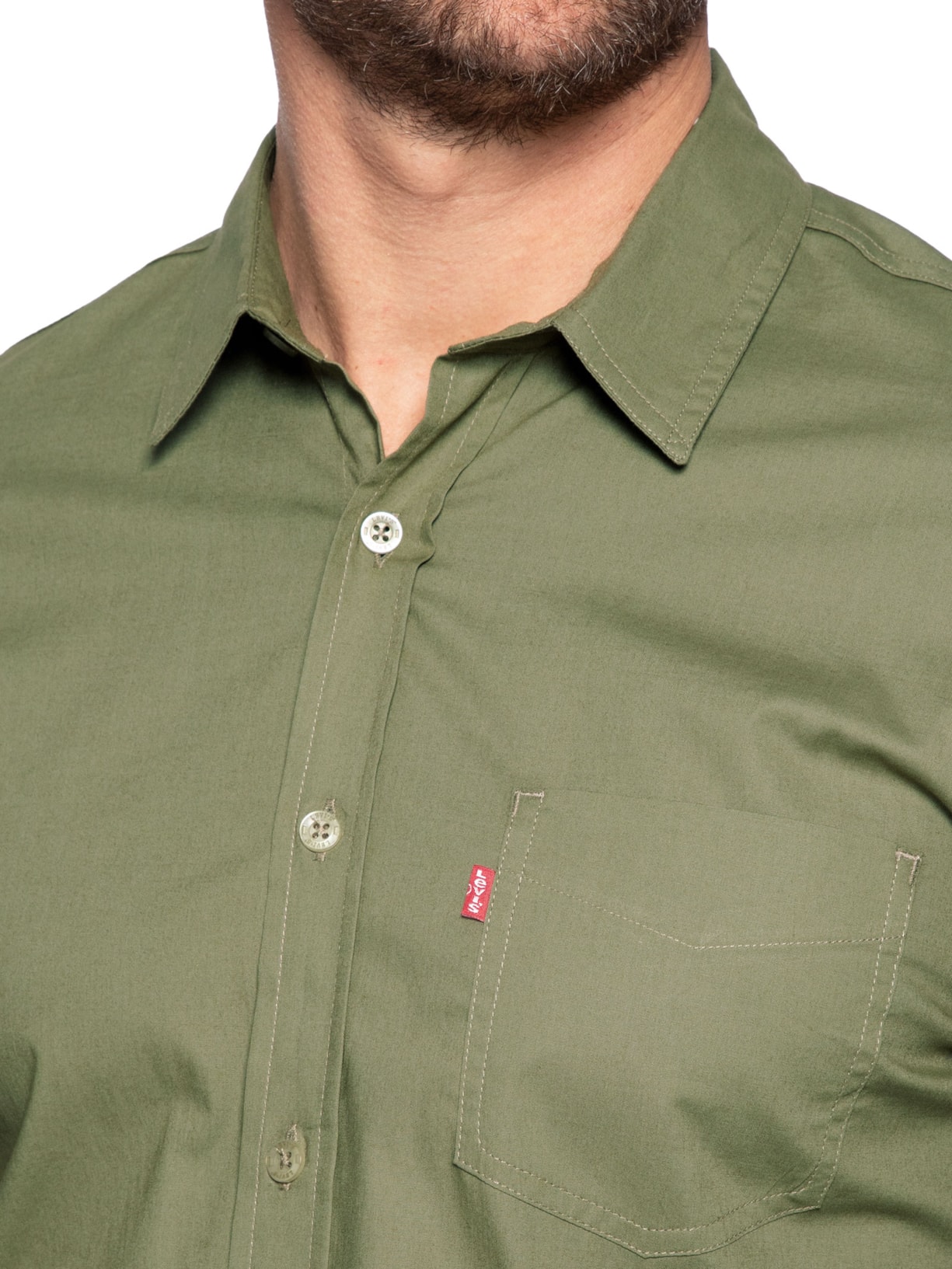 Camisa Masculina Standard Fit Com Bolso Em Algodão Verde Levi's