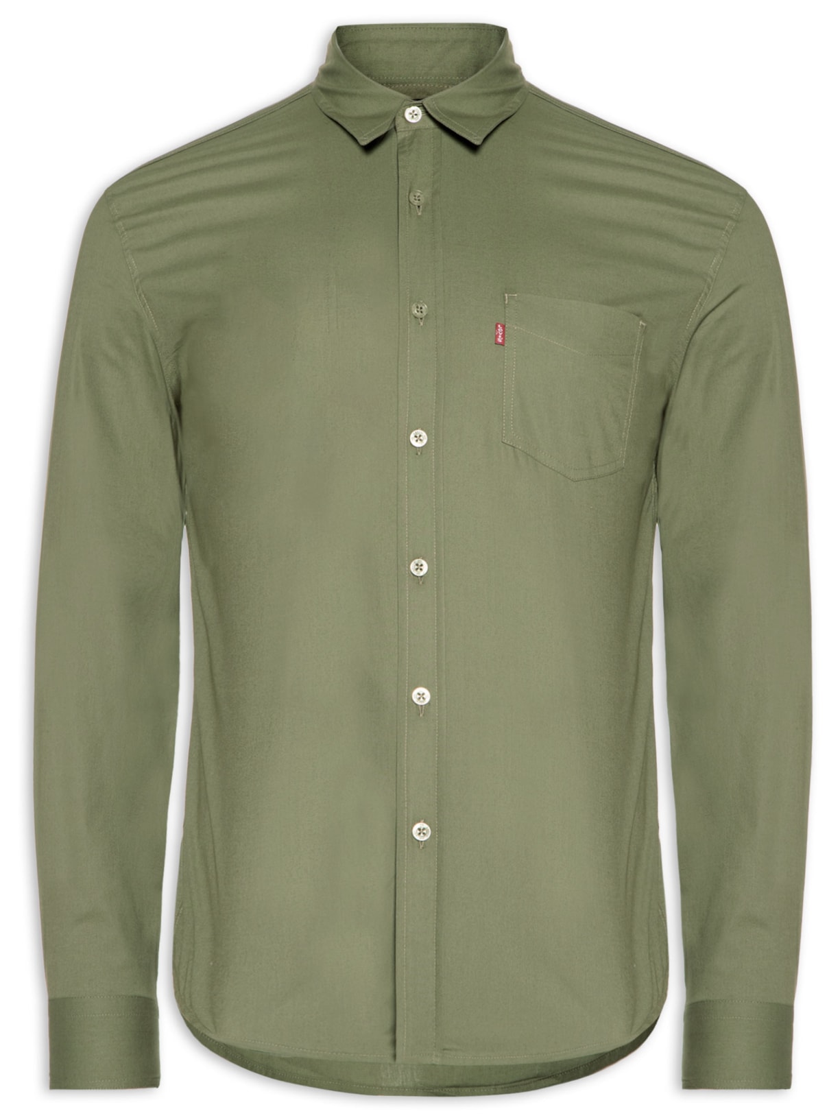 Camisa Masculina Standard Fit Com Bolso Em Algodão Verde Levi's